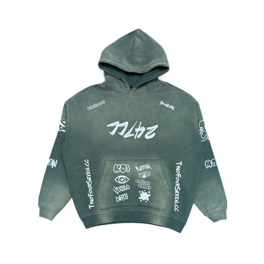 Heavyweight Acid Washed Hoodie - Origin Green